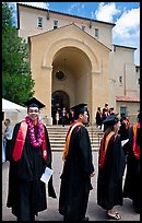 Students in academicals lined up in front of Memorial auditorium. Stanford University, California, USA ( color)