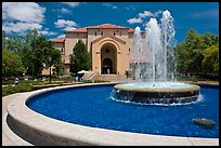 Fountain and Memorial auditorium. Stanford University, California, USA (color)