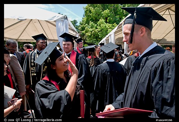 Students after graduation ceremony. Stanford University, California, USA (color)