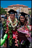 Graduates wearing flower garlands. Stanford University, California, USA ( color)