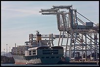 Cranes and cargo ship, Oakland port. Oakland, California, USA ( color)