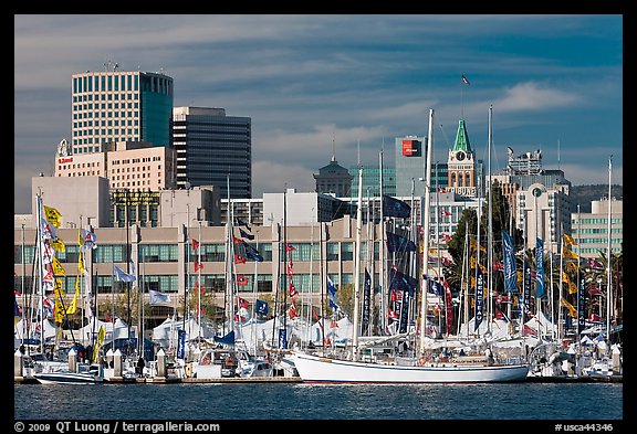 Marina and skyline. Oakland, California, USA (color)
