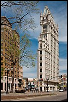 Historic flatiron building called Cathedral Building. Oakland, California, USA ( color)