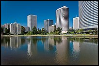 High rise buildings on Lake Merritt shores. Oakland, California, USA ( color)