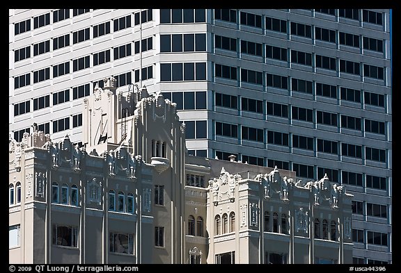 Historic and modern high rise buildings. Oakland, California, USA (color)