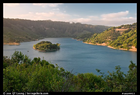 Lake Chabot reservoir, late afternoon. Oakland, California, USA (color)