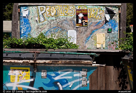 Billboard with Peoples Park name. Berkeley, California, USA