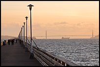 Berkeley Pier and Golden Gate Bridge at sunset. Berkeley, California, USA (color)