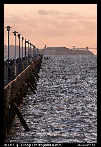 Berkeley Pier and Alcatraz at sunset. Berkeley, California, USA (color)
