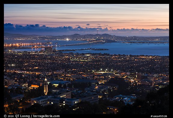 University and city at sunset. Berkeley, California, USA (color)