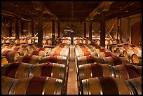 Wine cellar, Hess Collection winery. Napa Valley, California, USA (color)
