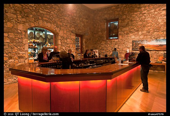 Wine tasting room, Hess Collection winery. Napa Valley, California, USA (color)