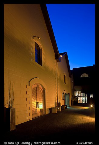 Winery at night, Hess Collection. Napa Valley, California, USA