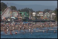 Crowded beach scene. Santa Cruz, California, USA ( color)