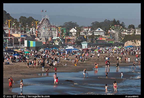 Popular beach in summer. Santa Cruz, California, USA (color)