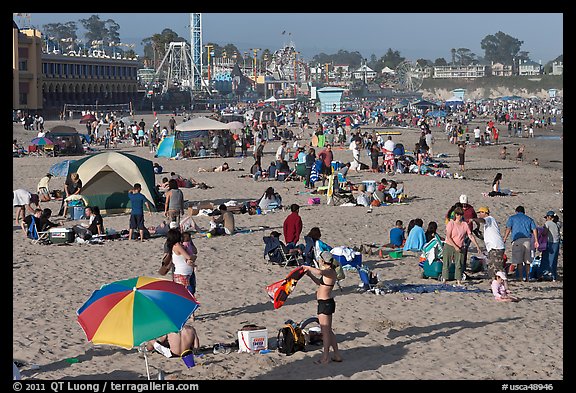 Beach scene in summer. Santa Cruz, California, USA (color)