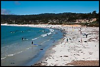 Beachgoers on Carmel Beach. Carmel-by-the-Sea, California, USA