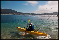 Sea kayaking into Carmel Bay. Carmel-by-the-Sea, California, USA (color)