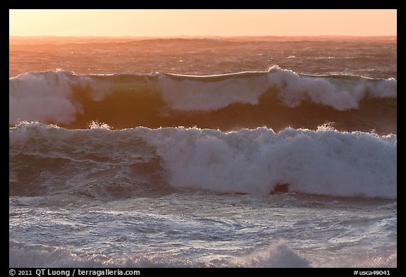 Big waves at sunset. Carmel-by-the-Sea, California, USA (color)