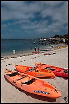 Sea kayaks on beach, Lovers Point. Pacific Grove, California, USA ( color)