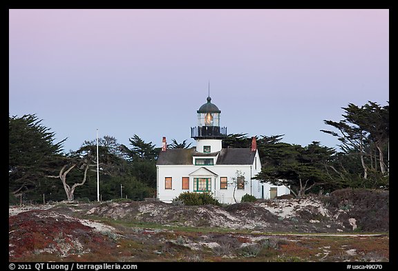 Point Pinos Lighthouse, oldest continuously-operating on the West Coast. Pacific Grove, California, USA (color)