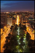 Cesar Chavez park from above at night. San Jose, California, USA ( color)