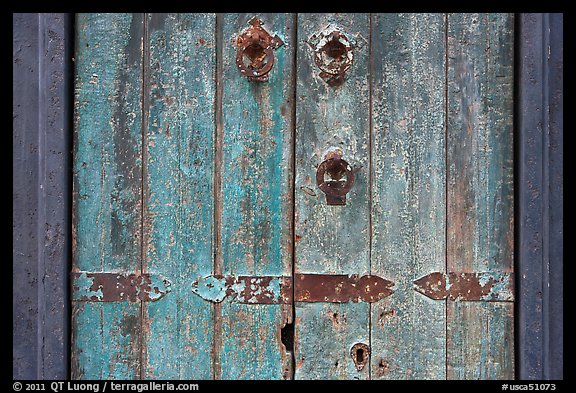 Weathered door detail. Santana Row, San Jose, California, USA (color)