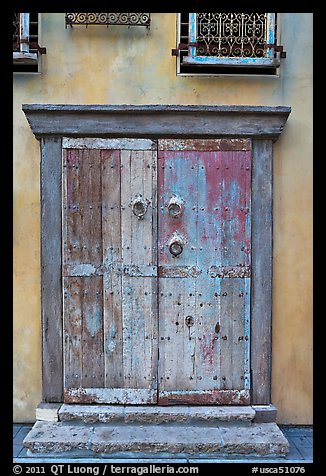 Weathered door. Santana Row, San Jose, California, USA (color)
