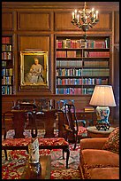 Antique furniture and bookshelves, Filoli estate. Woodside,  California, USA (color)