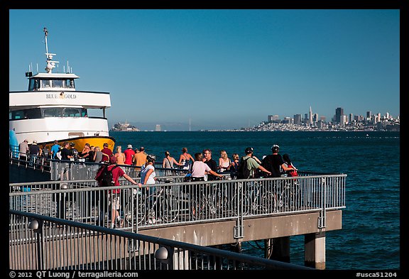 Arrival of San Francisco ferry, Sausalito. California, USA