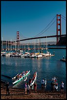 Presidio Yacht Club and Golden Gate Bridge. California, USA (color)