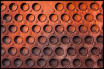 Grid of holes in metal, Shipyard No 3, Rosie the Riveter Front National Historical Park. Richmond, California, USA (color)