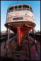 Boat on dry dock, Shipyard No 3, World War II Home Front National Historical Park. Richmond, California, USA (color)