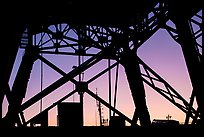 Crane base at sunset, Shipyard No 3, World War II Home Front National Historical Park. Richmond, California, USA (color)