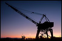 Crane at sunset, Shipyard No 3, Rosie the Riveter National Historical Park. Richmond, California, USA (color)