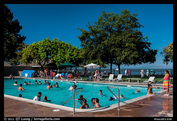 Public swimming pool, McNears Beach County Park. San Pablo Bay, California, USA (color)