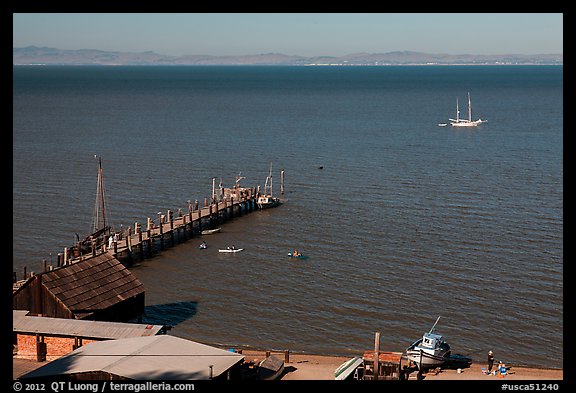 Historic Pier, China Camp Beach, China Camp State Park. San Pablo Bay, California, USA (color)