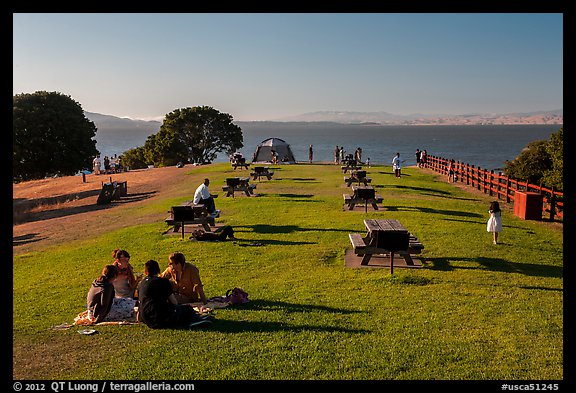 Grassy picnic area, China Camp State Park. San Pablo Bay, California, USA (color)