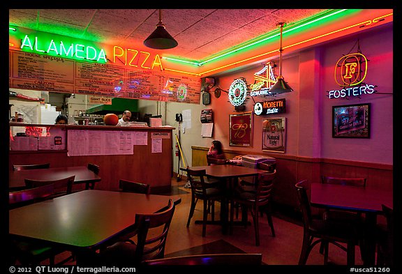 Pizza restaurant. Alameda, California, USA (color)
