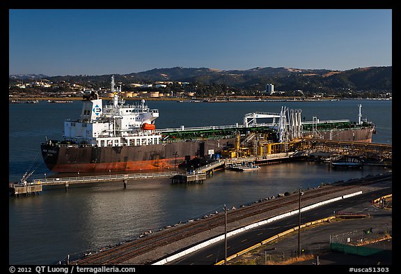 Oil tanker and Carquinez Strait. Martinez, California, USA