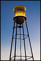 Water tower at dusk, Campbell. California, USA (color)