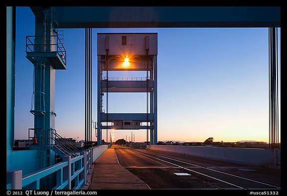Mobile bridge at dusk, Mare Island, Vallejo. San Pablo Bay, California, USA (color)