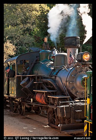 Steam locomotive, Roaring Camp Train, Felton. California, USA (color)