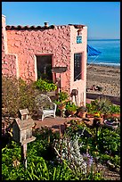 Garden, cottage, and beach. Capitola, California, USA