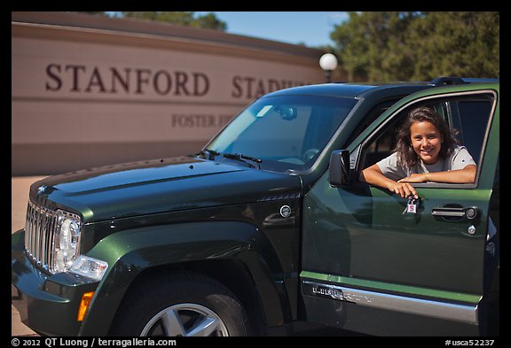 Student with new car. Stanford University, California, USA
