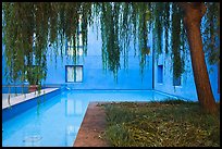 Ricardo Legorreta-designed blue courtyard, Schwab Residential Center. Stanford University, California, USA (color)