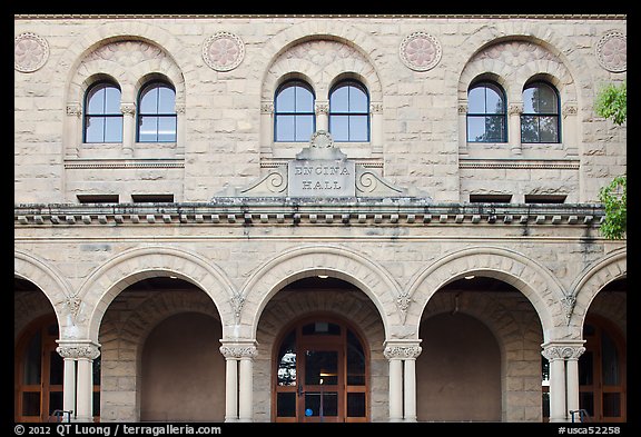 Encina Hall facade. Stanford University, California, USA (color)