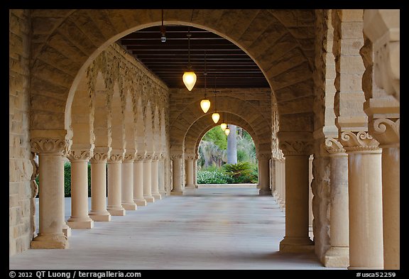 Main Quad hallway. Stanford University, California, USA (color)