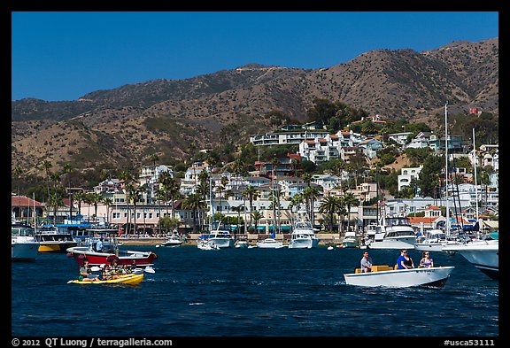 Avalon seen from harbor, Santa Catalina Island. California, USA (color)