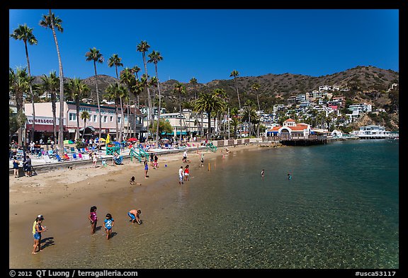 Children in water, Avalon beach, Catalina Island. California, USA (color)